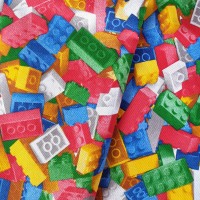 Stoffa con mattoncini Lego colorati