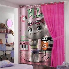 Pink 44 cats ready made curtain