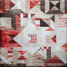 Red black and beige rhombuses Loneta fabric 280x280cm