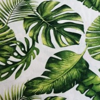 Green large leaves cotton fabric