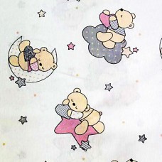 Pink stars and bears fabric