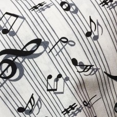 White musical notes fabric by the meter