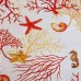 Blue orange or red coral and Starfish white fabric