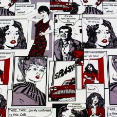 Pop-art fabric with comics black and red