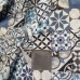black blue and brown tile fabric