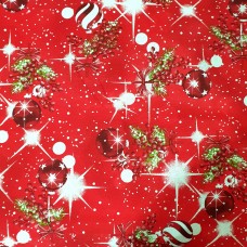 Red christmas balls fabric