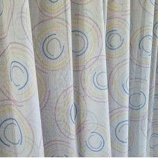 White Linen Effect Made-to-Measure Curtain with multicolor circles
