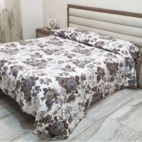 King size brown floral soft quilt Boutis