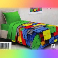 Trapuntina con mattoncini lego per letto singolo