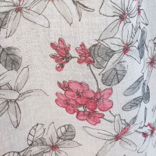 French curtain with little red and grey flowers